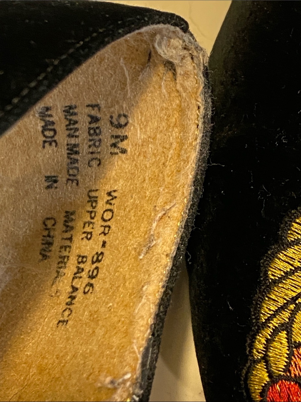 PRITZI Vintage Hollidays Black Floral Embroidered Halloweeb Ballet Flats Sz 9M - Picture 9 of 9